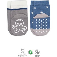 Bistyle Hayvan Figürlü Kaymaz Erkek Soket Çorap 2'li BS10119 Indigo