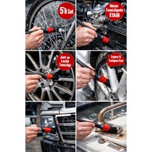 5’li Oto Detay Temizlik Fırçası Seti – Jant, Motor, Izgara, Lastik & Araç Içi Fırça