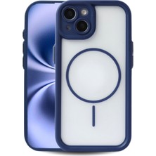 Fenza iPhone 13 Uyumlu Kamera Korumalı Magsafe Wireless Şarj Özellikli Mat Silikon Lacivert renkli Silikon Telefon Kılıfı