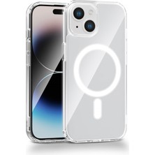 Fenza iPhone 13 Uyumlu Kamera Korumalı Magsafe Wireless Şarj Özellikli Lüks Şeffaf Silikon Telefon Kılıfı