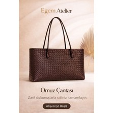 Egem Atelier Egematelier Örgü Detaylı Kadın Midi Boy Omuz Çantası