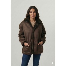 Pique JEAN1 KADIN MONT Peluş Astarlı Kadın Oversize Süet Mont