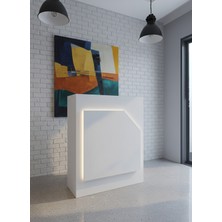 Online Fırsat Mutlu Ol Mutlu Kal Resital Ledli Karşılama Bankosu G-90 cm Ofis Kasa Resepsiyon Masası BANKO-002-1-1