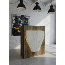 Online Fırsat Mutlu Ol Mutlu Kal Resital Ledli Karşılama Bankosu G-90 cm Ofis Kasa Resepsiyon Masası BANKO-001-2-8