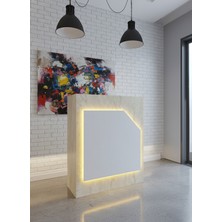 Online Fırsat Mutlu Ol Mutlu Kal Resital Ledli Karşılama Bankosu G-90 cm Ofis Kasa Resepsiyon Masası BANKO-002-8-1