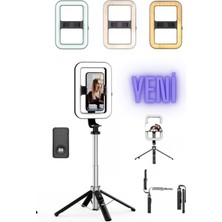 Renkli LED Işıklı Selfie Çubuğu, Bluetooth Kumandalı, 138 cm Tripod