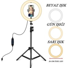 10 Inç LED Ring Light, 3 Renk Seçeneği, Tripod ve Selfie Işığı