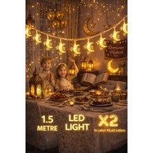 Pairla 1,5 Metre 3 Yıldız 1 Ay Ramazan Temalı LED Işıklı Süsleme Seti Ramazan Süsleri, Ramazan Hediyem Ramazan Süsü