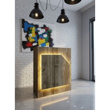 Online Fırsat Mutlu Ol Mutlu Kal Resital Ledli Karşılama Bankosu G-90 cm Ofis Kasa Resepsiyon Masası BANKO-002-2-2