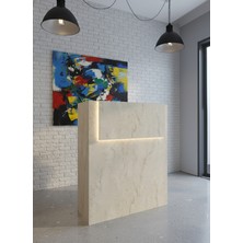 Online Fırsat Mutlu Ol Mutlu Kal Resital Ledli Karşılama Bankosu G-90 cm Ofis Kasa Resepsiyon Masası BANKO-003-8-8