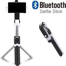 Siyah-Beyaz Bluetooth Selfie Çubuğu Tripod Vlog Monopod Telefon Tutucu