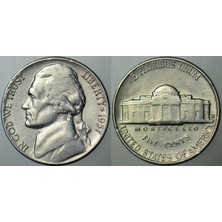 Banknoting Amerika 5 Cent 1957 D Jefferson Nıckel.