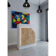 Online Fırsat Mutlu Ol Mutlu Kal Resital Ledli Karşılama Bankosu G-90 cm Ofis Kasa Resepsiyon Masası BANKO-002-1-6