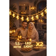 Pairla 1,5 Metre 3 Yıldız 1 Ay Ramazan Temalı LED Işıklı Süsleme Seti Ramazan Süsleri, Ramazan Hediyem Ramazan Süsü