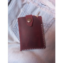 Madamera Hakiki Deri Kartlık Kişiye Özel Isimli Avuç Içi Küçük Kartlık Bordo MK56