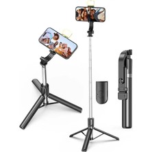 Mini LED Fill Light Tripod ve Selfie Stick 3'ü Birlikte, iPhone 16 Uyumlu