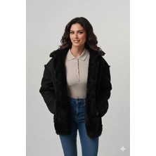 Pique JEAN1 KADIN MONT Peluş Astarlı Kadın Oversize Süet Mont