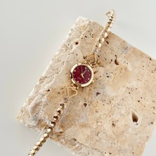Vesce Atelier Çift Kalpli Gold Saat Bordo