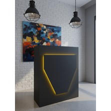 Online Fırsat Mutlu Ol Mutlu Kal Resital Ledli Karşılama Bankosu G-90 cm Ofis Kasa Resepsiyon Masası BANKO-001-4-4