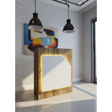 Online Fırsat Mutlu Ol Mutlu Kal Resital Ledli Karşılama Bankosu G-90 cm Ofis Kasa Resepsiyon Masası BANKO-002-2-1