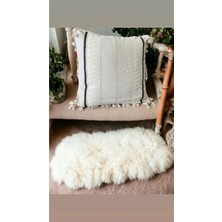 NDC Home Özel Tasarım Runner Dantelli Tekli Keten Krem Kırlent Kılıfı 43*43