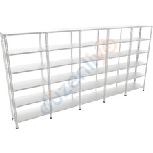 Düzenliyo 6 Katlı 5 Üniteli Galvaniz Çelik Raf 43X300X200 cm – Depo, Arşiv, Kiler ve Market Rafı
