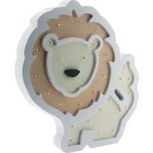 Mutlu Adım Ahşap LED Işıklı Pilli Arslan Dekor