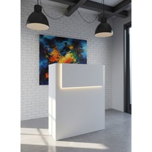 Online Fırsat Mutlu Ol Mutlu Kal Resital Ledli Karşılama Bankosu G-90 cm Ofis Kasa Resepsiyon Masası BANKO-003-1-1