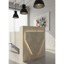 Online Fırsat Mutlu Ol Mutlu Kal Resital Ledli Karşılama Bankosu G-90 cm Ofis Kasa Resepsiyon Masası BANKO-001-8-8