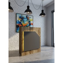 Online Fırsat Mutlu Ol Mutlu Kal Resital Ledli Karşılama Bankosu G-90 cm Ofis Kasa Resepsiyon Masası BANKO-002-2-4