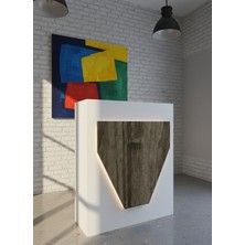 Online Fırsat Mutlu Ol Mutlu Kal Resital Ledli Karşılama Bankosu G-90 cm Ofis Kasa Resepsiyon Masası BANKO-001-1-2