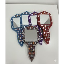 Butik Center El Yapımı Boncuk Işlemeli Dekoratif El Aynası Nikah, Nişan, Mevlüt Hediyeliği 5 Adet Karışık Renk