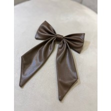 Mibe.co Berin Fiyonk Toka 🎀 Kahverengi- Deri görünümlü