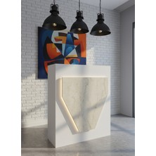 Online Fırsat Mutlu Ol Mutlu Kal Resital Ledli Karşılama Bankosu G-90 cm Ofis Kasa Resepsiyon Masası BANKO-001-1-8