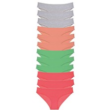 Royaleks 12 Adet Süper Eko Set Likralı Kadın Slip Külot Gri Pudra Yeşil Fuşya