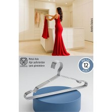 Modacar 12'li Lüks Çelik Elbise Askısı - Iz Yapmayan Ince Tasarım Metal Kıyafet Düzenleyici (40CM)