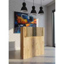 Online Fırsat Mutlu Ol Mutlu Kal Resital Ledli Karşılama Bankosu G-90 cm Ofis Kasa Resepsiyon Masası BANKO-003-6-2