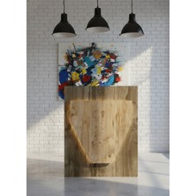 Online Fırsat Mutlu Ol Mutlu Kal Resital Ledli Karşılama Bankosu G-90 cm Ofis Kasa Resepsiyon Masası BANKO-001-2-6