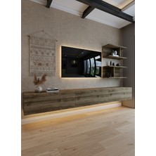 Online Fırsat Mutlu Ol Mutlu Kal Resital Ledli Duvara Monte Tv Sehpası - Ceviz - W6012-2