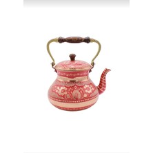 Adya Market Erzincan El Işleme  Bakır Çaydanlık Büyük Boy Ahşap Saplı Mavi/ Kırmızı