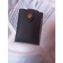 Madamera Minimalist Hakiki Deri Kartlık Kişiye Özel Isimli Avuç Içi Küçük Kartlık Siyah MK56SIY