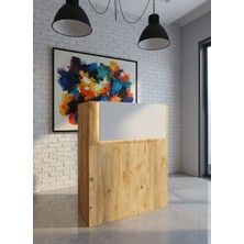 Online Fırsat Mutlu Ol Mutlu Kal Resital Ledli Karşılama Bankosu G-90 cm Ofis Kasa Resepsiyon Masası BANKO-003-6-1