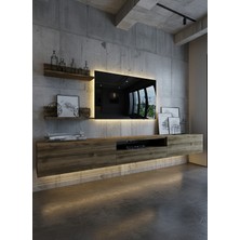 Online Fırsat Mutlu Ol Mutlu Kal Resital Ledli Duvara Monte Tv Sehpası - Ceviz - W6019-2