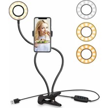 3 Renkli LED Ring Işık, Selfie ve Stüdyo Işığı, Telefon Tutucu Seti