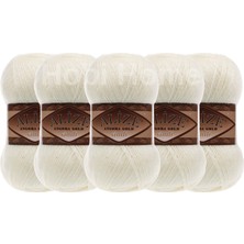 Alize Angora Gold Simli El Örgü Ipi 5’li Paket 01-Krem (5 x 100 G) – Şal, Atkı ve Hırka Ipliği