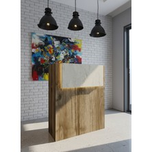 Online Fırsat Mutlu Ol Mutlu Kal Resital Ledli Karşılama Bankosu G-90 cm Ofis Kasa Resepsiyon Masası BANKO-003-2-8