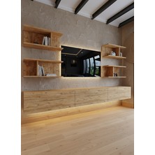 Online Fırsat Mutlu Ol Mutlu Kal Resital Ledli Duvara Monte Tv Sehpası - Çam - W6010-6