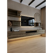 Online Fırsat Mutlu Ol Mutlu Kal Resital Ledli Duvara Monte Tv Sehpası - Ceviz - W6014-2