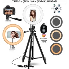 Yüksek Kaliteli Tripod Çekim Işığı Halkası, Bluetooth Kumanda ve LED Özelliği