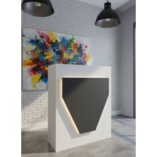 Online Fırsat Mutlu Ol Mutlu Kal Resital Ledli Karşılama Bankosu G-90 cm Ofis Kasa Resepsiyon Masası BANKO-001-1-4